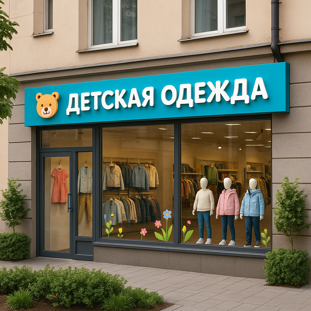 Вывески магазинов детской одежды